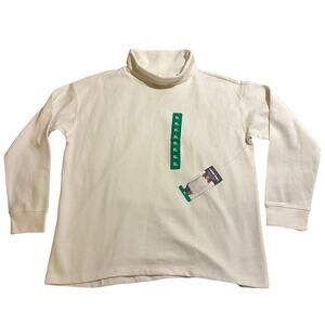 Lands' Ends Shirt Top Womens XL White NWT Long Sleeve Waffle Knit Funnel Neck